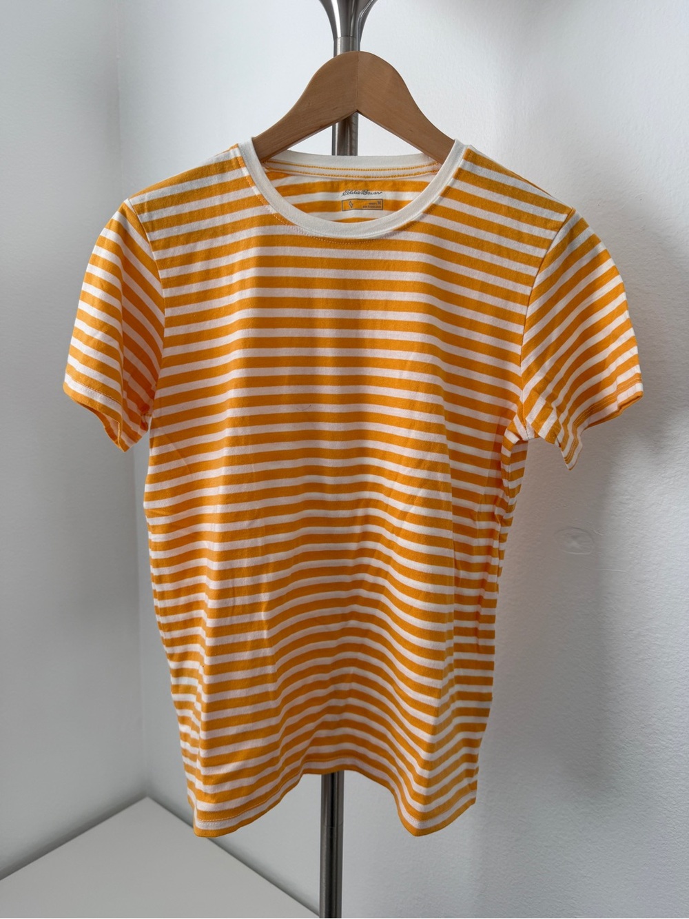 Eddie Bauer Orange and White Striped Short Sleeve Tee